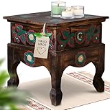 livasia Opiumtisch mit Schublade, Beistelltisch, Couchtisch, Nachttisch,...