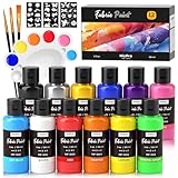 Nicpro Textilfarbe Waschmaschinenfest 12 Farben Je 30 ml, Stofffarben...