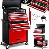 MASKO® Werkstattwagen inkl. Koffer - 9 Fächer Abschließbar | Massives...