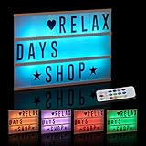 Relaxdays, Leuchtkasten, weiß Lightbox mit Farbwechsel, 85 Buchstaben &...