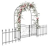 LEADZM Rosenbogen mit Tür und Zaun – 348x58x220 cm – Stabile und...