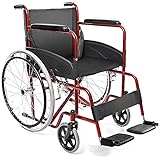 AIESI® Rollstuhl Faltbar leicht selbstfahrend für Behinderte und ältere...