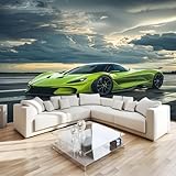 Grün 3D Fototapete Vlies Auto Grüner Sportwagen Moderne Wanddekoration 3D...
