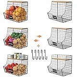 3-Pack Obstkörbe für die Küche mit Holzdeckel – Zwiebel- und...