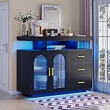 Lvifur Buffetschrank Sideboard Weiss, Vorratsschrank Mit Kabelloser...
