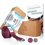 NAJATO Sports Yoga Block Kork 2er Set – Wahlweise mit Yogagurt –...