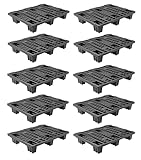 Catolo 10x Leichtpalette Halbpalette, 80 x 60 cm, Schwarz, Industriepalette...