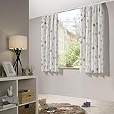 heimtexland ® Vorhang Kindergardine Leinen Optik HxB 175x135 cm Natur Grau...