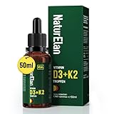 Vitamin D3 K2 hochdosiert Tropfen - 50ml, 1000 I.E. Vitamin D3 pro Tropfen,...