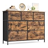 SONGMICS Kommode, Schrank, 7 Stoffschubladen, Aufbewahrungsschrank, Stahl,...