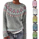 HUIFUAO Fair-Isle-Pullover für Damen, Übergröße, Weihnachtspullover,...