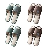 Teceyfeet Unisex Hotelslipper Set, 4 Paar Waschbar Badepantoletten...