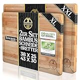 Deer & Oak Schneidebrett Holz Set – XXL & Groß (43x30 & 38x25cm) Bambus...