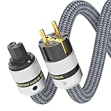 Monosaudio HiFi Netzkabel 1,5M/4,9FT Kupferabschirmung, 2 Polig High End...