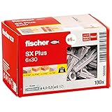 fischer Spreizdübel SX Plus 6 x 30, Schachtel mit 100 Nylondübeln, Dübel...