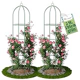 TTL Garden Obelisk Rankhilfe XL 195x40cm grün 2er Set - Rosen Rankgitter...