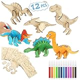 tiopeia 12 Stück Dinosaurier Holz Bastelset für Kinder Drachen...