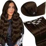 LaaVoo Clip in Extensions Echthaar Braun Extensions Clip in Echthaar...