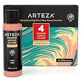 ARTEZA Acryl-Ausgießfarben-Set, 4 Frühlingsfarben, 113 ml Flaschen,...