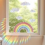 TNSLAND Regenbogen Fensterbilder Weiße Wolken Rainbow Suncatcher Sticker...