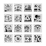 16 Stück Malschablonen mit Aushöhlungen, Halloween-Graffiti-Werkzeuge...