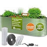 TTL GARDEN 240x80x80cm Nature L Metall Hochbeet Salbei Grün - Stahl...