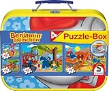 Schmidt Spiele 55594 Benjamin Blümchen, 4 Kinderpuzzle im Metallkoffer,...