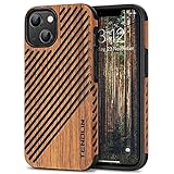 TENDLIN Kompatibel mit iPhone 14 Hülle, Holz und Leder Hybrid Handyhülle...