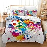 CHCHNXY Bettwäsche 135x200,Weißer Fußball Flauschige Weich Microfaser...