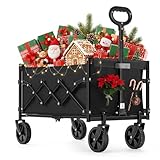 SONGMICS Kleiner Handwagen faltbar, Gartenwagen, kompakt, mit Griff, mit 4...