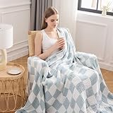 EMME Musselin Decke, Karierte Baumwolldecke für Couch, aus 70% Baumwolle...