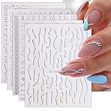 JMEOWIO Nagelsticker Aurora 12 Blatt Nail Art Sticker Selbstklebend...