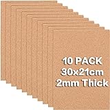 BENECREAT 10Pcs A4 Korkplatten 30x21cm Rechteck Untersetzer Kork Sheets...