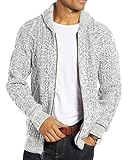 Runcati Herren Strickjacke Langarm Kragen Cardigan mit Zopfmuster...