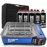 Camping Gasgrill Evergrill mit 8 Gaskartuschen (MSF-1A) & Transportkoffer |...