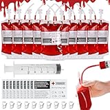 31 Stück Halloween Blutbeutel zum Trinken, Halloween Trinkgefäß, 350 ml...