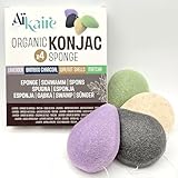 Konjac-Schwämme Bio Gesicht kombiniert mit Grüntee, Karbon, Lavendel und...