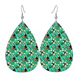 Ohrringe mit tropischen Vögeln und Pflanzen, Blatt-Druck, Tropfenform,...
