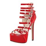 Only maker Damen Riemchensandalen Plateau Stiletto High Heels Sandaletten...