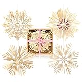 com-four® 4X Strohsterne im Mix-Set - Stroh-Anhänger für den...