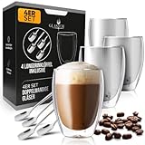 Latte Macchiato Gläser mit Löffel im Set Borosilikatglas 350ml -...