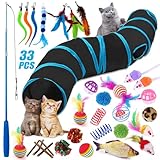 TAVADA Katzenspielzeug mit katzentunnel,33 Stück Katzen Spielzeug Set,2...