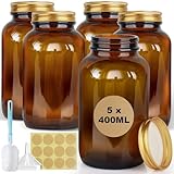 Nadisean 5 x 400ml Vorratsdosen Glas Set, Braungläser mit...