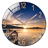 ALEENFOON Wanduhr aus Glas 30cm Lautlos Nicht Tickend Dekorative Runde...