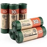 Relevo 90 Stück Mülltüten 30 L - 100% Recycelt Müllsäcke mit Zugband