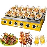 Tragbarer Tisch-Gasgrill, 6-Brenner-Propangas-Grillplatte mit Fettfang,...
