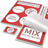 ACROPAQ Laminierfolien MIX - 80 mic, 100 Stück (A4, A5, A6, je 20 Stück,...