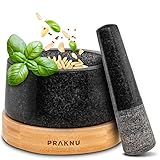 Praknu Mörser mit Stößel aus Granit - Für ein feines Mahlergebnis - Mit...