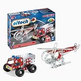 Eitech 00080 Metallbaukasten - Feuerwehr Set - Helikopter & Löschwagen,...