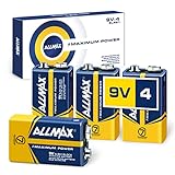 Allmax 9V Maximum Power Alkaline-Batterien (4 Stück) - Ultra-langlebig, 7...